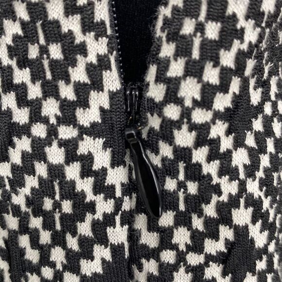 Parker Leather Trim Fit & Flare Stretch Mini Dress Cap Sleeve Black /Cream XS - Picture 12 of 16